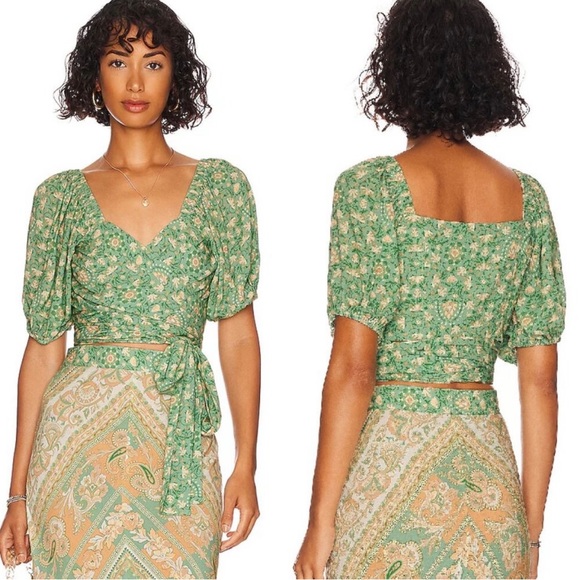 Spell & the Gypsy collective Madame Peacock Sweetheart blouse emerald size M NWT - Picture 17 of 17